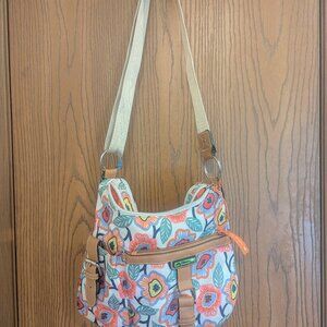 Lily Bloom Colorful Floral Multipocket Crossbody Shoulder Bag Adjustable Strap